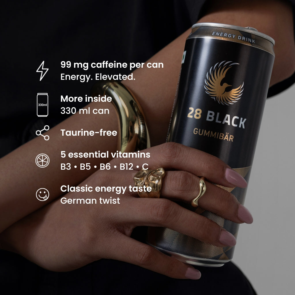 28 BLACK Energy Drink Gummibär 330 ml (24 Cans)
