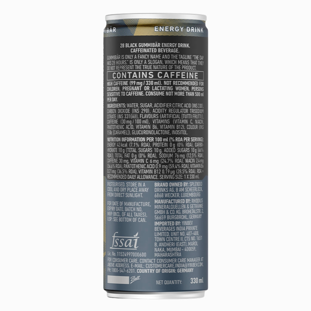 28 BLACK Energy Drink Gummibär 330 ml (24 Cans)