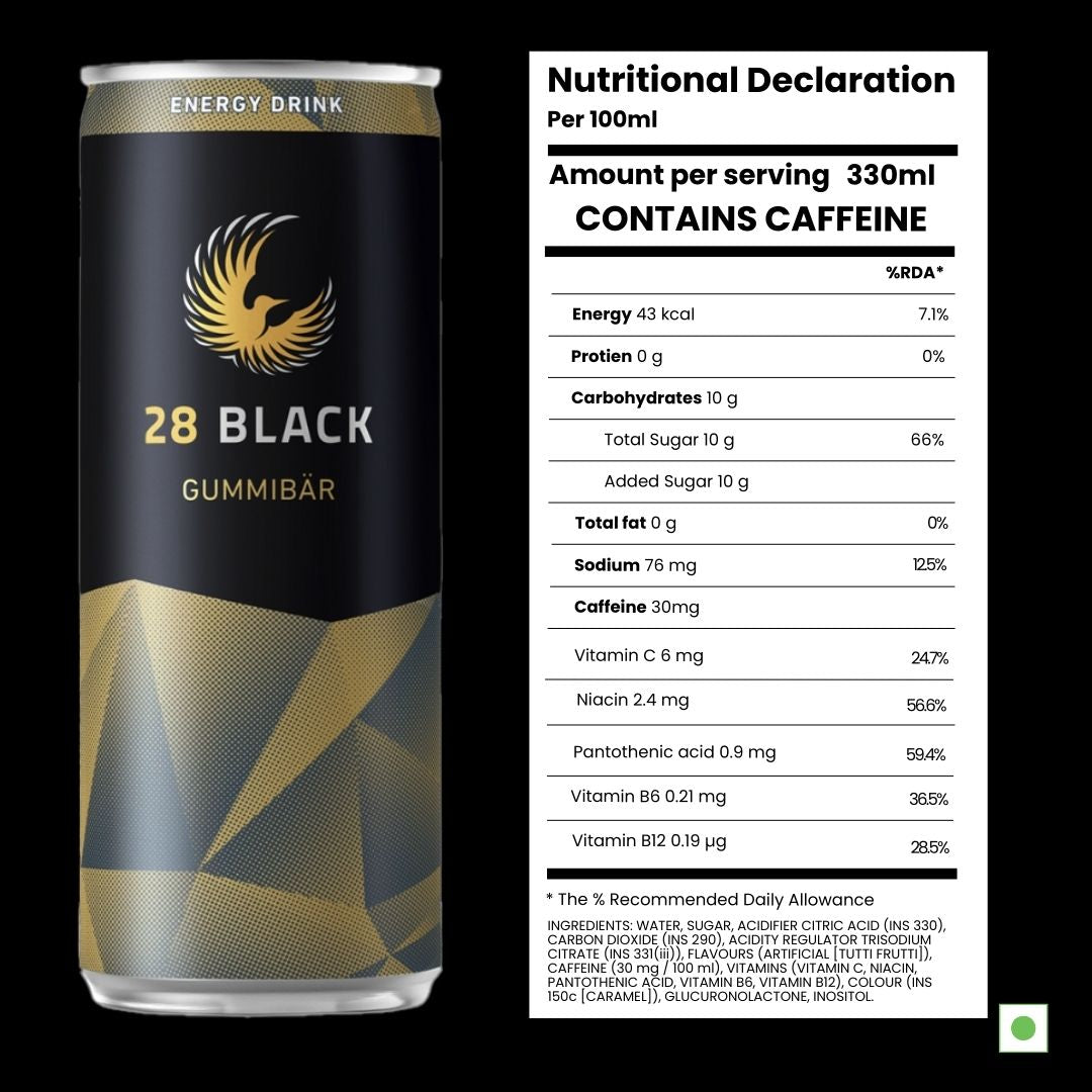 28 BLACK ENERGY DRINK GUMMIBÄR 330ml (PACK OF 24)
